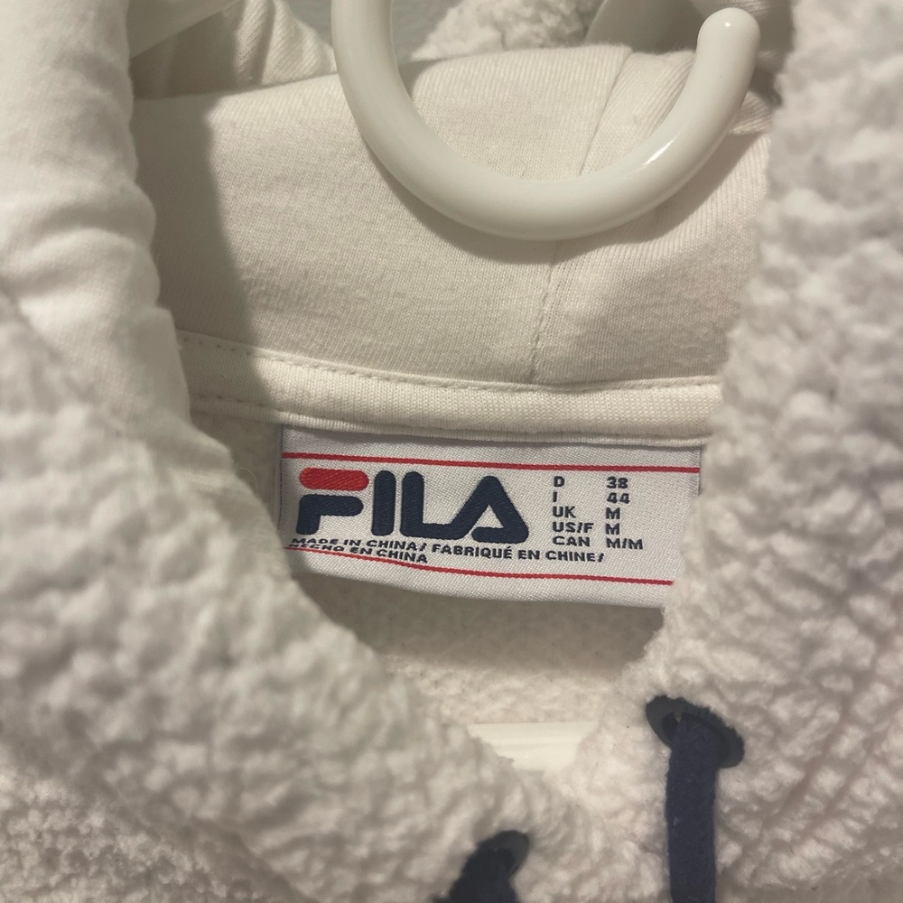 Fila White Sherpa Pullover Hoodie Sweater - Picture 3 of 4